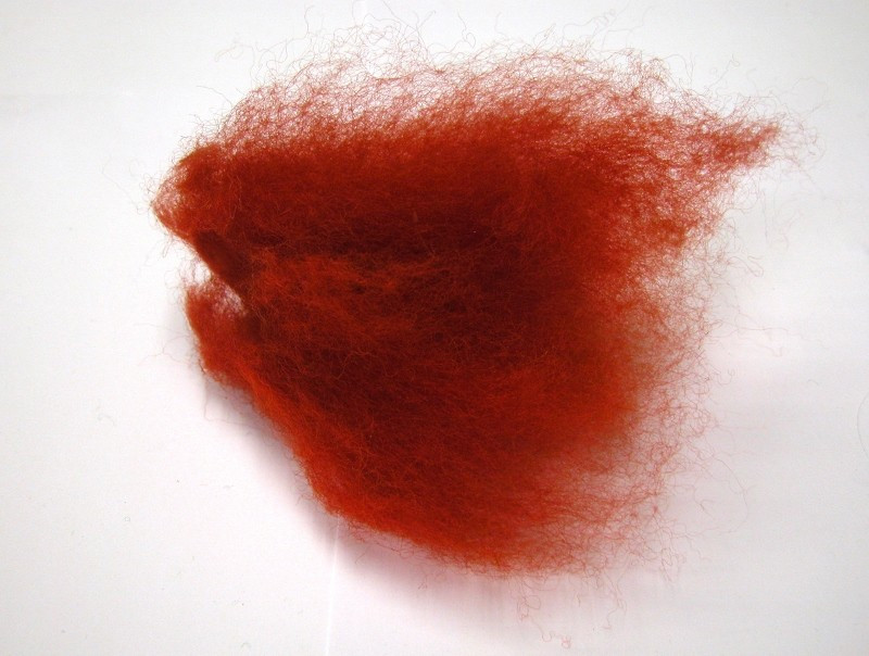 Mykaná vlna merino červenooranžová