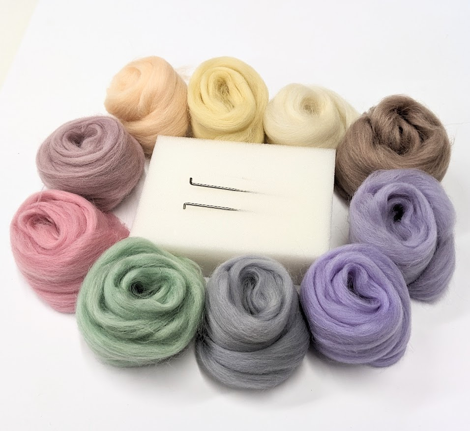 Sada pro suché plstění - pastel růžomeruňklevandulhnědá
