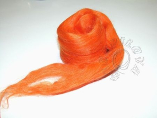 Hedvábný česanec 30% hedvábí/70% merino - oranžový 10g