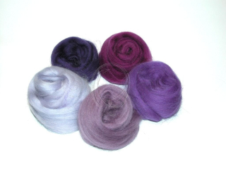 MERINO jemné - DUHOVÁ SADA levandulová fialka 5x10g