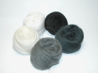 MERINO jemné - DUHOVÁ SADA černobílá 5x10g